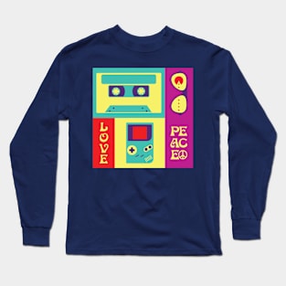 Retro Objects Nostalgia Flat Design Long Sleeve T-Shirt